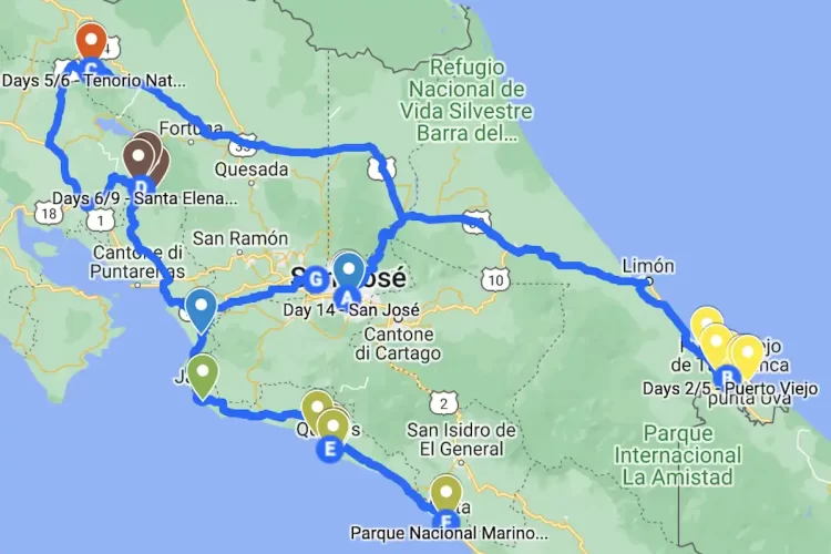 Visit Costa rica in 14 days
